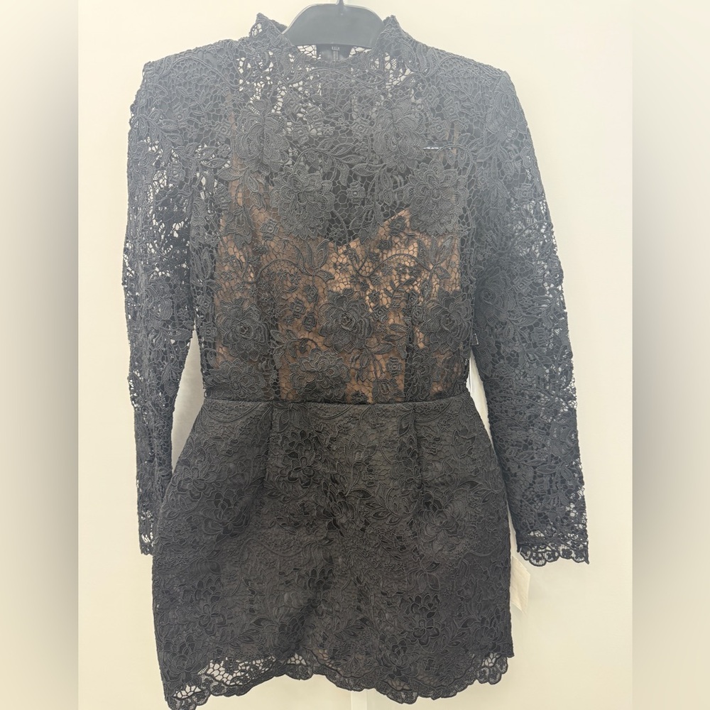Nadine Merabi Addison Long Sleeve Lace Overlay Cocktail Minidress in size 6 NWT - Picture 5 of 11